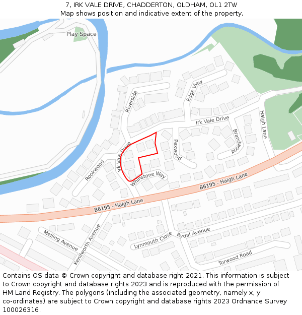 7, IRK VALE DRIVE, CHADDERTON, OLDHAM, OL1 2TW: Location map and indicative extent of plot