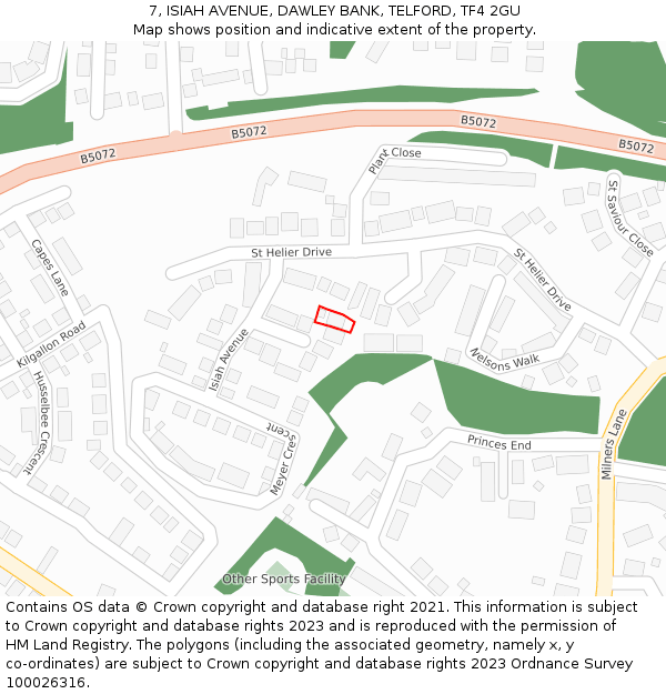 7, ISIAH AVENUE, DAWLEY BANK, TELFORD, TF4 2GU: Location map and indicative extent of plot