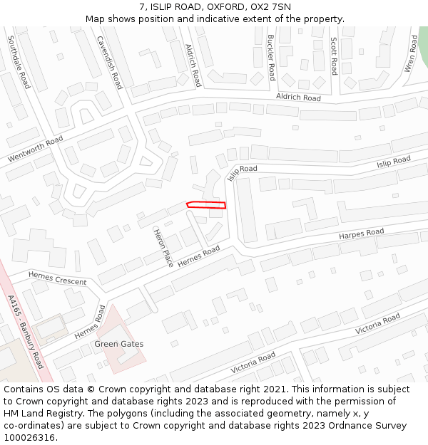 7, ISLIP ROAD, OXFORD, OX2 7SN: Location map and indicative extent of plot