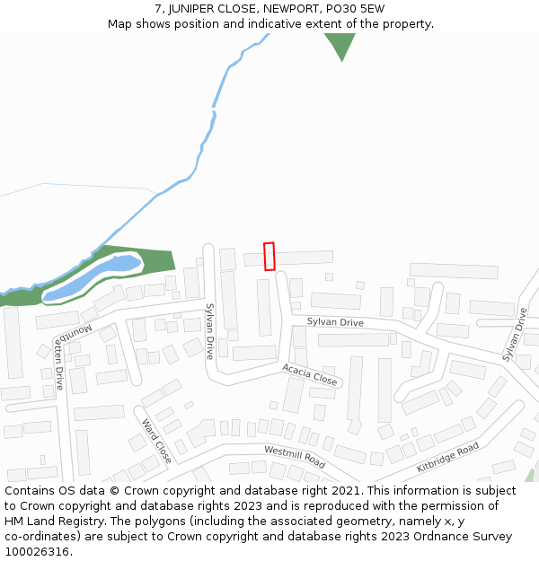 7, JUNIPER CLOSE, NEWPORT, PO30 5EW: Location map and indicative extent of plot