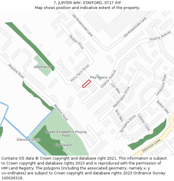 7, JUPITER WAY, STAFFORD, ST17 4YF: Location map and indicative extent of plot