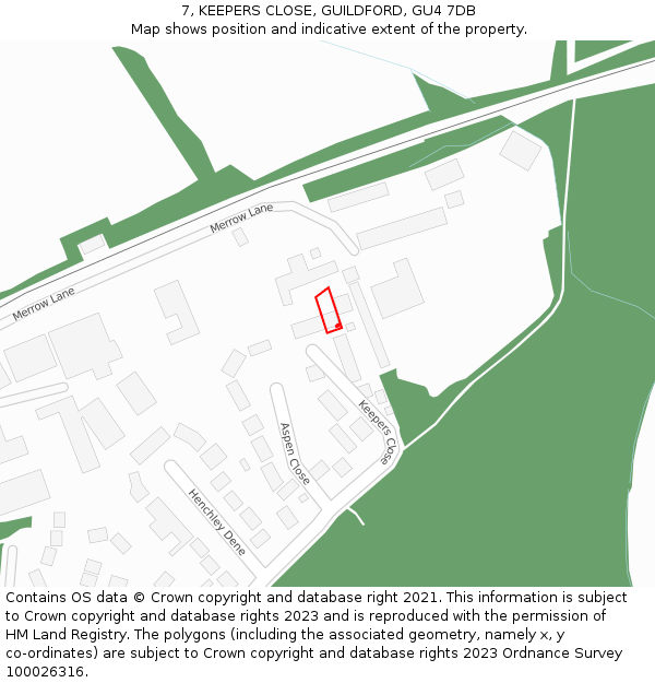 7, KEEPERS CLOSE, GUILDFORD, GU4 7DB: Location map and indicative extent of plot