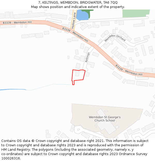 7, KELTINGS, WEMBDON, BRIDGWATER, TA6 7QQ: Location map and indicative extent of plot