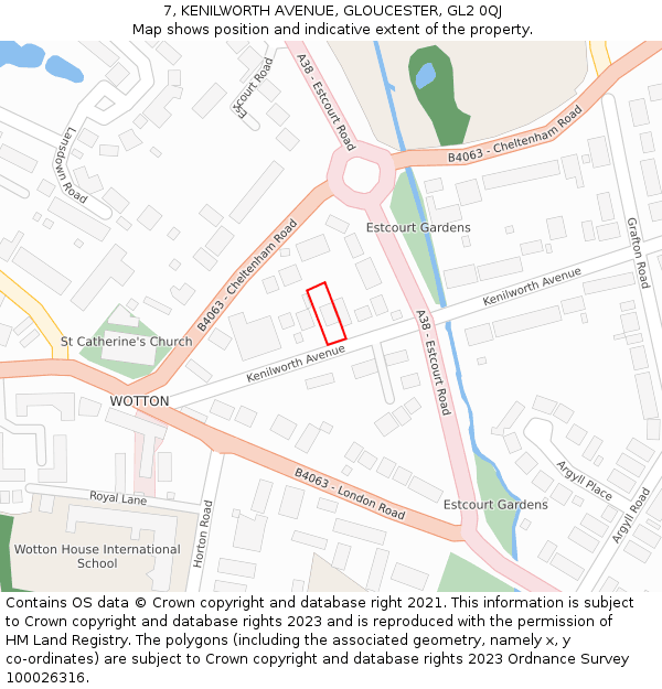 7, KENILWORTH AVENUE, GLOUCESTER, GL2 0QJ: Location map and indicative extent of plot