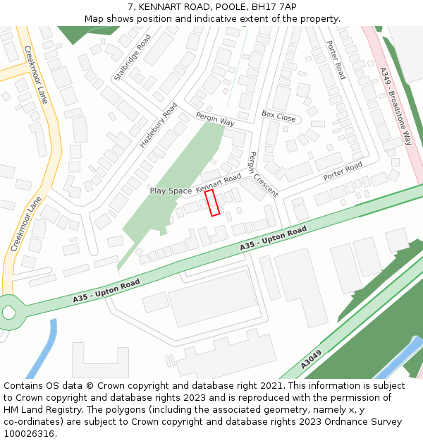7, KENNART ROAD, POOLE, BH17 7AP: Location map and indicative extent of plot