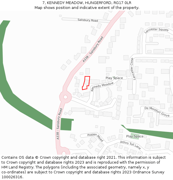 7, KENNEDY MEADOW, HUNGERFORD, RG17 0LR: Location map and indicative extent of plot