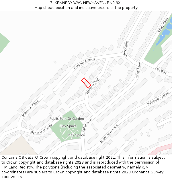 7, KENNEDY WAY, NEWHAVEN, BN9 9XL: Location map and indicative extent of plot