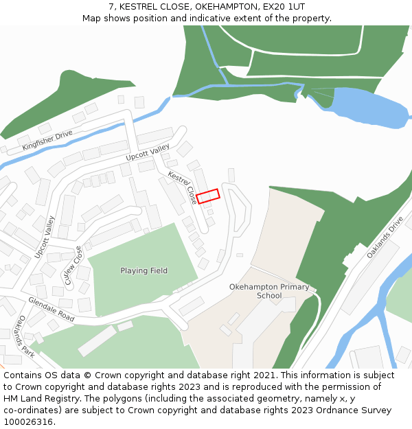 7, KESTREL CLOSE, OKEHAMPTON, EX20 1UT: Location map and indicative extent of plot