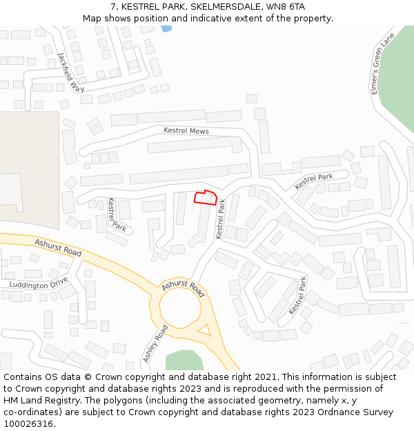 7, KESTREL PARK, SKELMERSDALE, WN8 6TA: Location map and indicative extent of plot