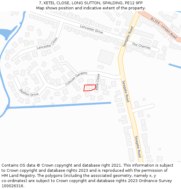 7, KETEL CLOSE, LONG SUTTON, SPALDING, PE12 9FP: Location map and indicative extent of plot