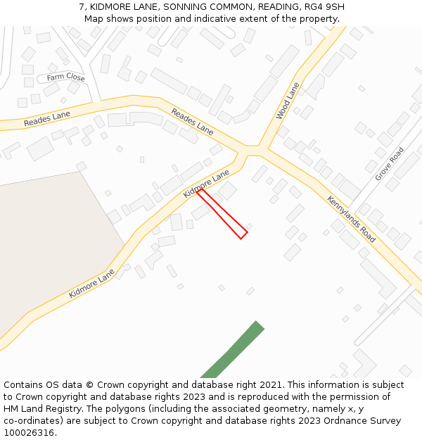 7, KIDMORE LANE, SONNING COMMON, READING, RG4 9SH: Location map and indicative extent of plot