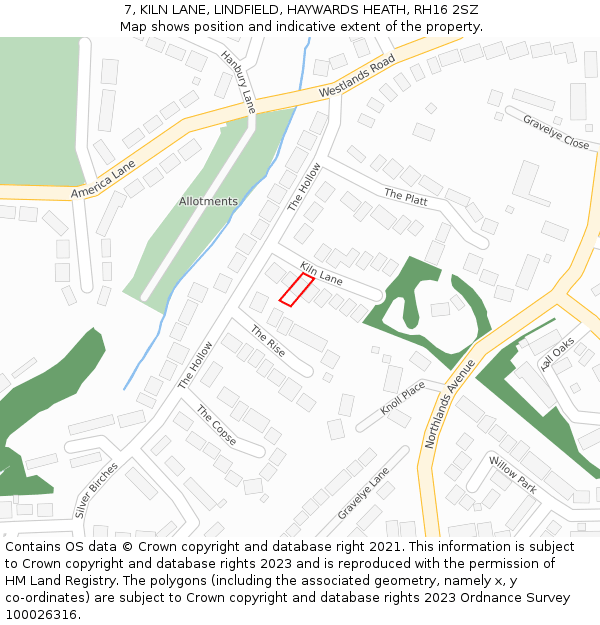 7, KILN LANE, LINDFIELD, HAYWARDS HEATH, RH16 2SZ: Location map and indicative extent of plot