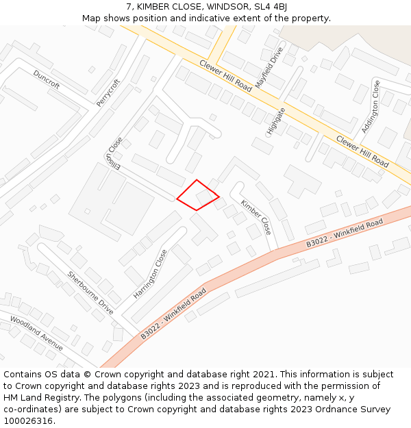 7, KIMBER CLOSE, WINDSOR, SL4 4BJ: Location map and indicative extent of plot