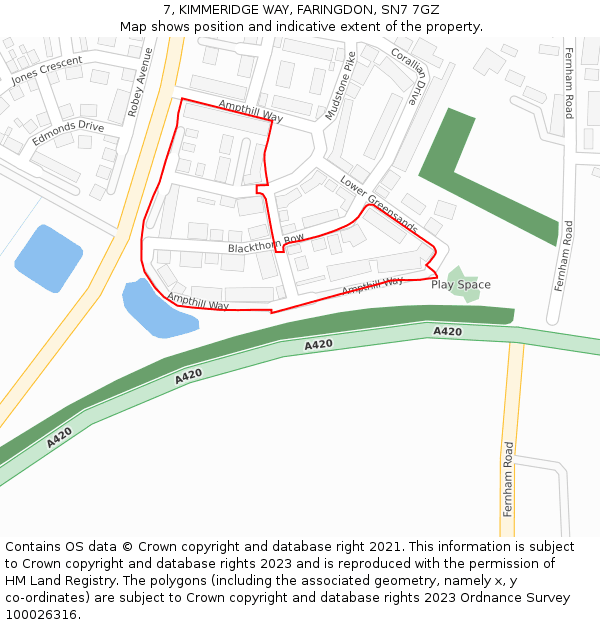 7, KIMMERIDGE WAY, FARINGDON, SN7 7GZ: Location map and indicative extent of plot