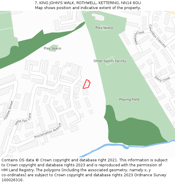 7, KING JOHN'S WALK, ROTHWELL, KETTERING, NN14 6GU: Location map and indicative extent of plot