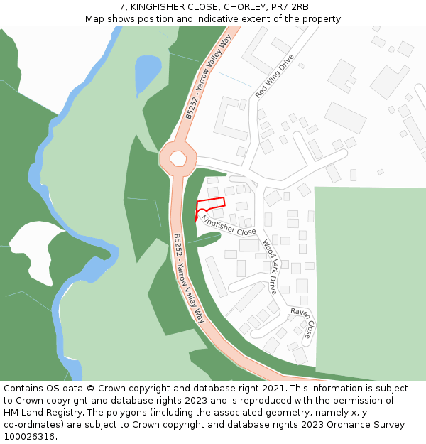 7, KINGFISHER CLOSE, CHORLEY, PR7 2RB: Location map and indicative extent of plot
