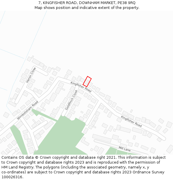 7, KINGFISHER ROAD, DOWNHAM MARKET, PE38 9RQ: Location map and indicative extent of plot