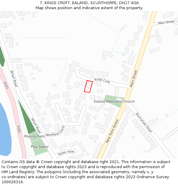 7, KINGS CROFT, EALAND, SCUNTHORPE, DN17 4GA: Location map and indicative extent of plot