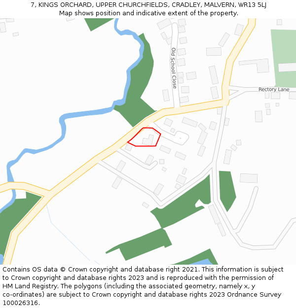 7, KINGS ORCHARD, UPPER CHURCHFIELDS, CRADLEY, MALVERN, WR13 5LJ: Location map and indicative extent of plot