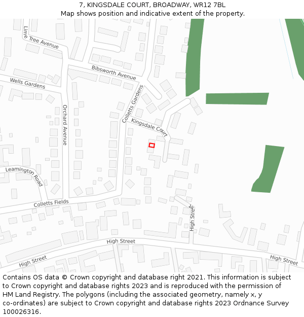 7, KINGSDALE COURT, BROADWAY, WR12 7BL: Location map and indicative extent of plot