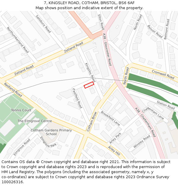 7, KINGSLEY ROAD, COTHAM, BRISTOL, BS6 6AF: Location map and indicative extent of plot