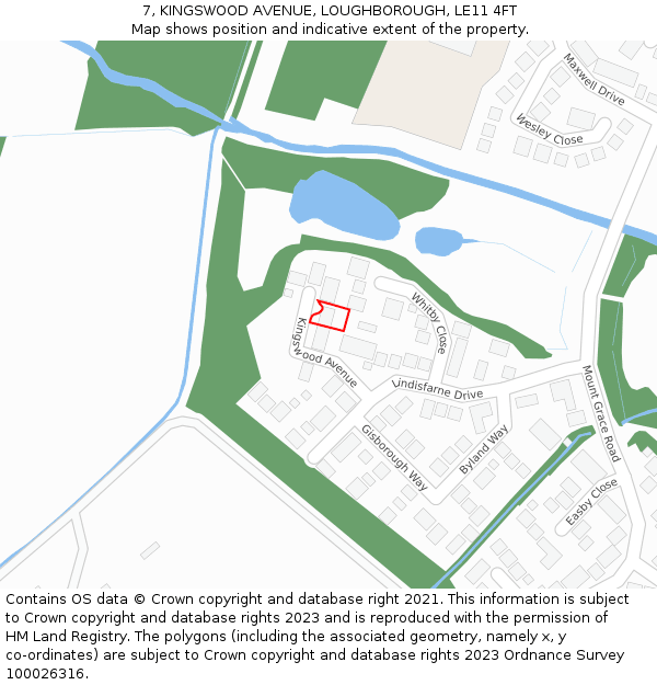 7, KINGSWOOD AVENUE, LOUGHBOROUGH, LE11 4FT: Location map and indicative extent of plot