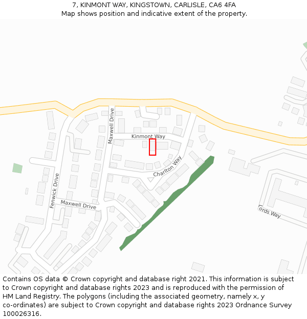 7, KINMONT WAY, KINGSTOWN, CARLISLE, CA6 4FA: Location map and indicative extent of plot