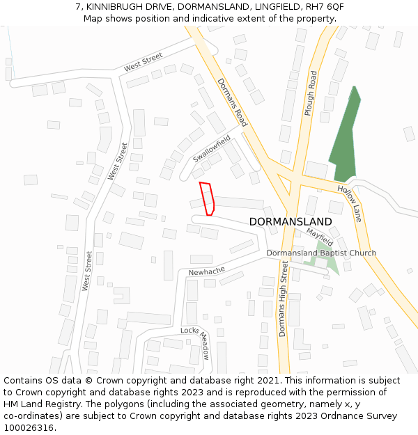 7, KINNIBRUGH DRIVE, DORMANSLAND, LINGFIELD, RH7 6QF: Location map and indicative extent of plot