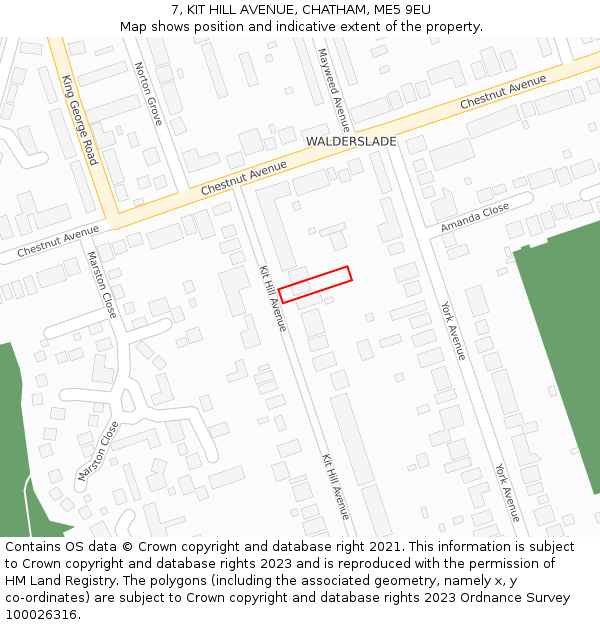 7, KIT HILL AVENUE, CHATHAM, ME5 9EU: Location map and indicative extent of plot