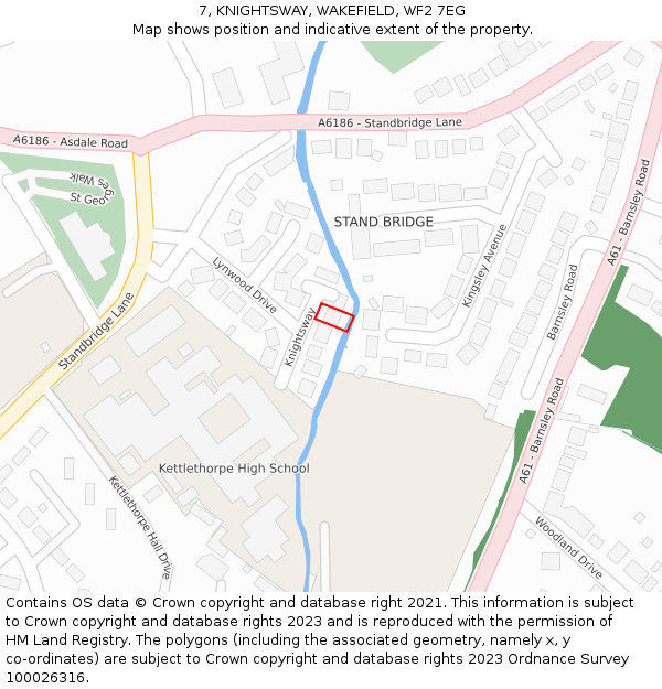 7, KNIGHTSWAY, WAKEFIELD, WF2 7EG: Location map and indicative extent of plot