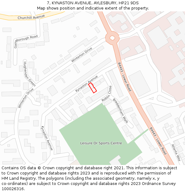 7, KYNASTON AVENUE, AYLESBURY, HP21 9DS: Location map and indicative extent of plot