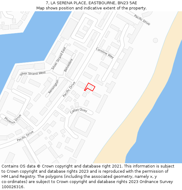7, LA SERENA PLACE, EASTBOURNE, BN23 5AE: Location map and indicative extent of plot