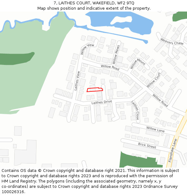 7, LAITHES COURT, WAKEFIELD, WF2 9TQ: Location map and indicative extent of plot