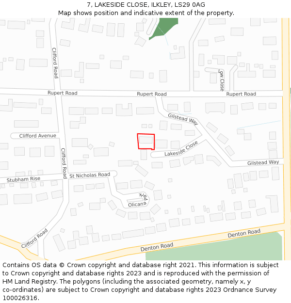 7, LAKESIDE CLOSE, ILKLEY, LS29 0AG: Location map and indicative extent of plot