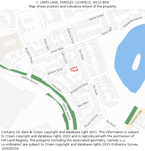 7, LAKIN LANE, FRADLEY, LICHFIELD, WS13 8SW: Location map and indicative extent of plot