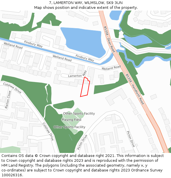7, LAMERTON WAY, WILMSLOW, SK9 3UN: Location map and indicative extent of plot