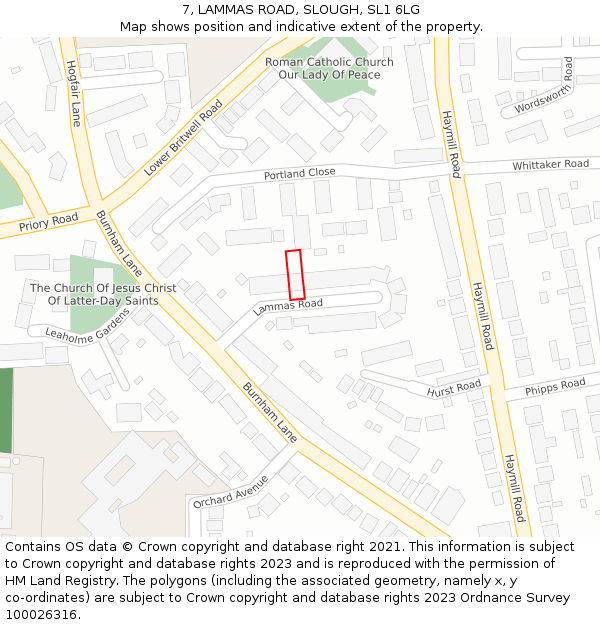 7, LAMMAS ROAD, SLOUGH, SL1 6LG: Location map and indicative extent of plot