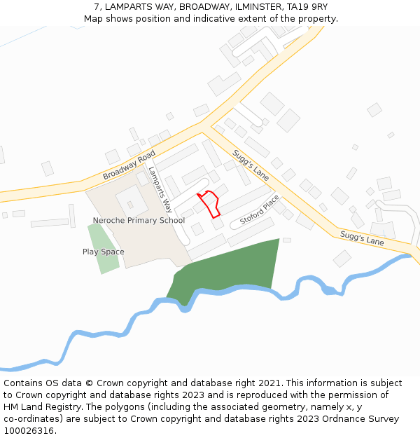 7, LAMPARTS WAY, BROADWAY, ILMINSTER, TA19 9RY: Location map and indicative extent of plot