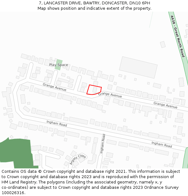7, LANCASTER DRIVE, BAWTRY, DONCASTER, DN10 6PH: Location map and indicative extent of plot