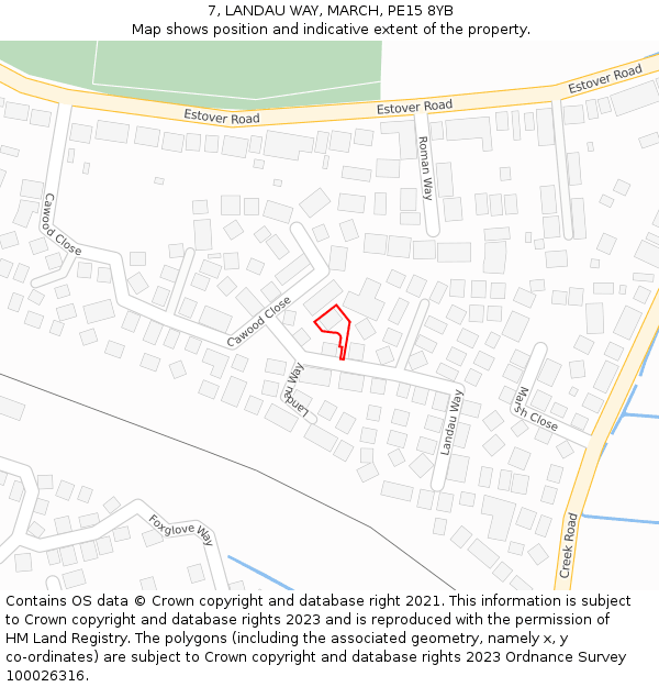 7, LANDAU WAY, MARCH, PE15 8YB: Location map and indicative extent of plot