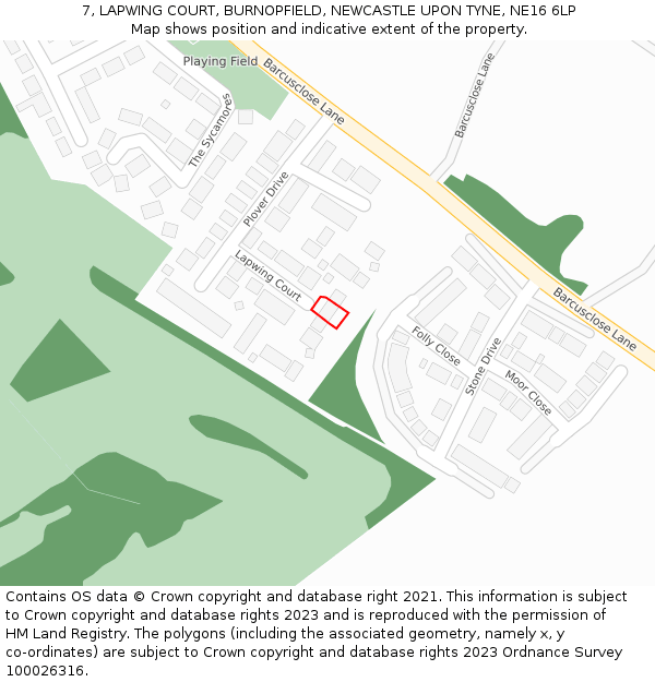 7, LAPWING COURT, BURNOPFIELD, NEWCASTLE UPON TYNE, NE16 6LP: Location map and indicative extent of plot