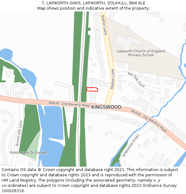 7, LAPWORTH OAKS, LAPWORTH, SOLIHULL, B94 6LE: Location map and indicative extent of plot