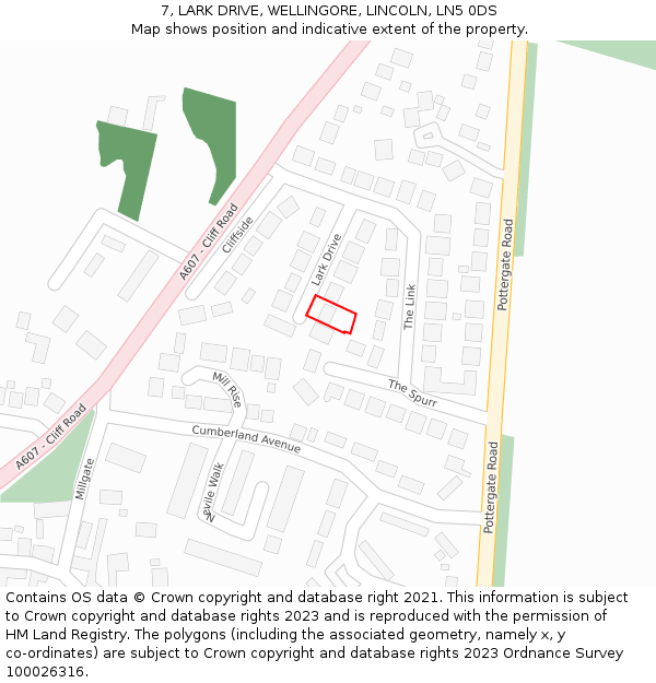 7, LARK DRIVE, WELLINGORE, LINCOLN, LN5 0DS: Location map and indicative extent of plot