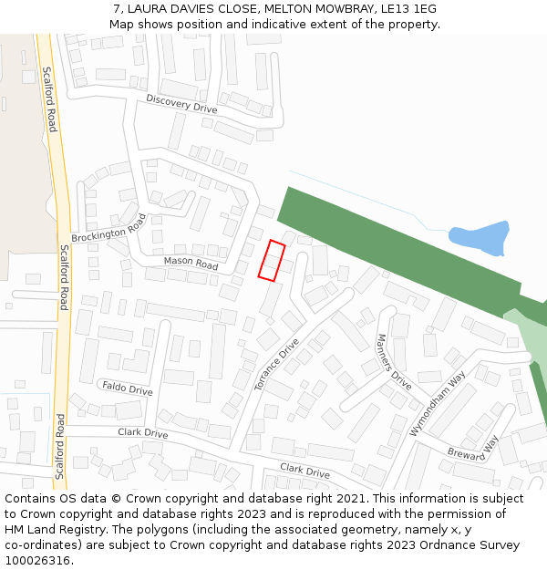 7, LAURA DAVIES CLOSE, MELTON MOWBRAY, LE13 1EG: Location map and indicative extent of plot