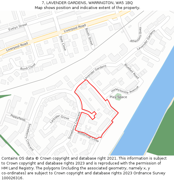 7, LAVENDER GARDENS, WARRINGTON, WA5 1BQ: Location map and indicative extent of plot