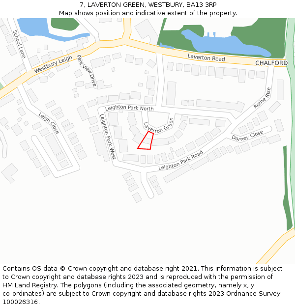 7, LAVERTON GREEN, WESTBURY, BA13 3RP: Location map and indicative extent of plot