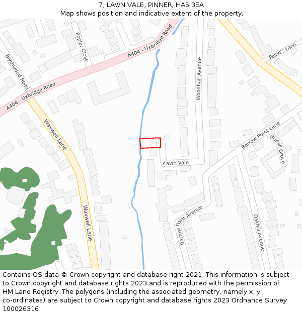 7, LAWN VALE, PINNER, HA5 3EA: Location map and indicative extent of plot