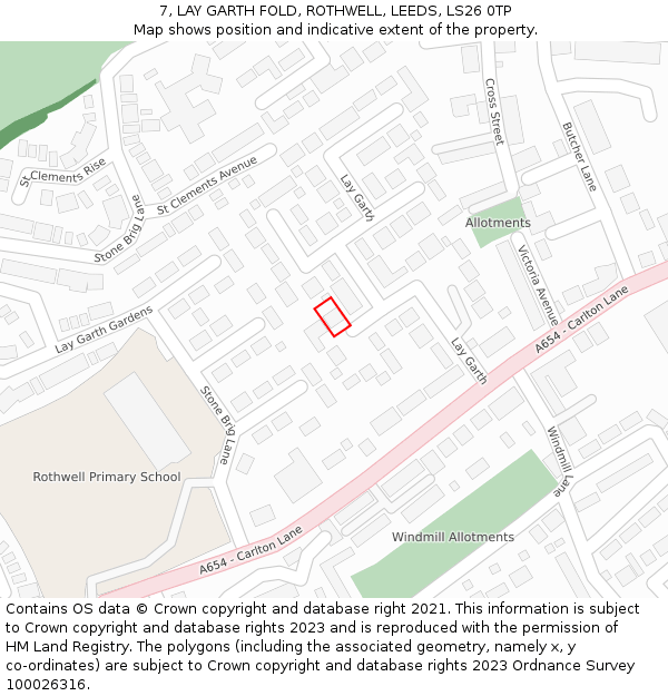7, LAY GARTH FOLD, ROTHWELL, LEEDS, LS26 0TP: Location map and indicative extent of plot