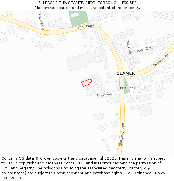 7, LECONFIELD, SEAMER, MIDDLESBROUGH, TS9 5PP: Location map and indicative extent of plot