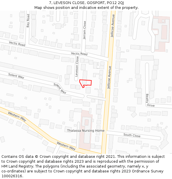 7, LEVESON CLOSE, GOSPORT, PO12 2QJ: Location map and indicative extent of plot